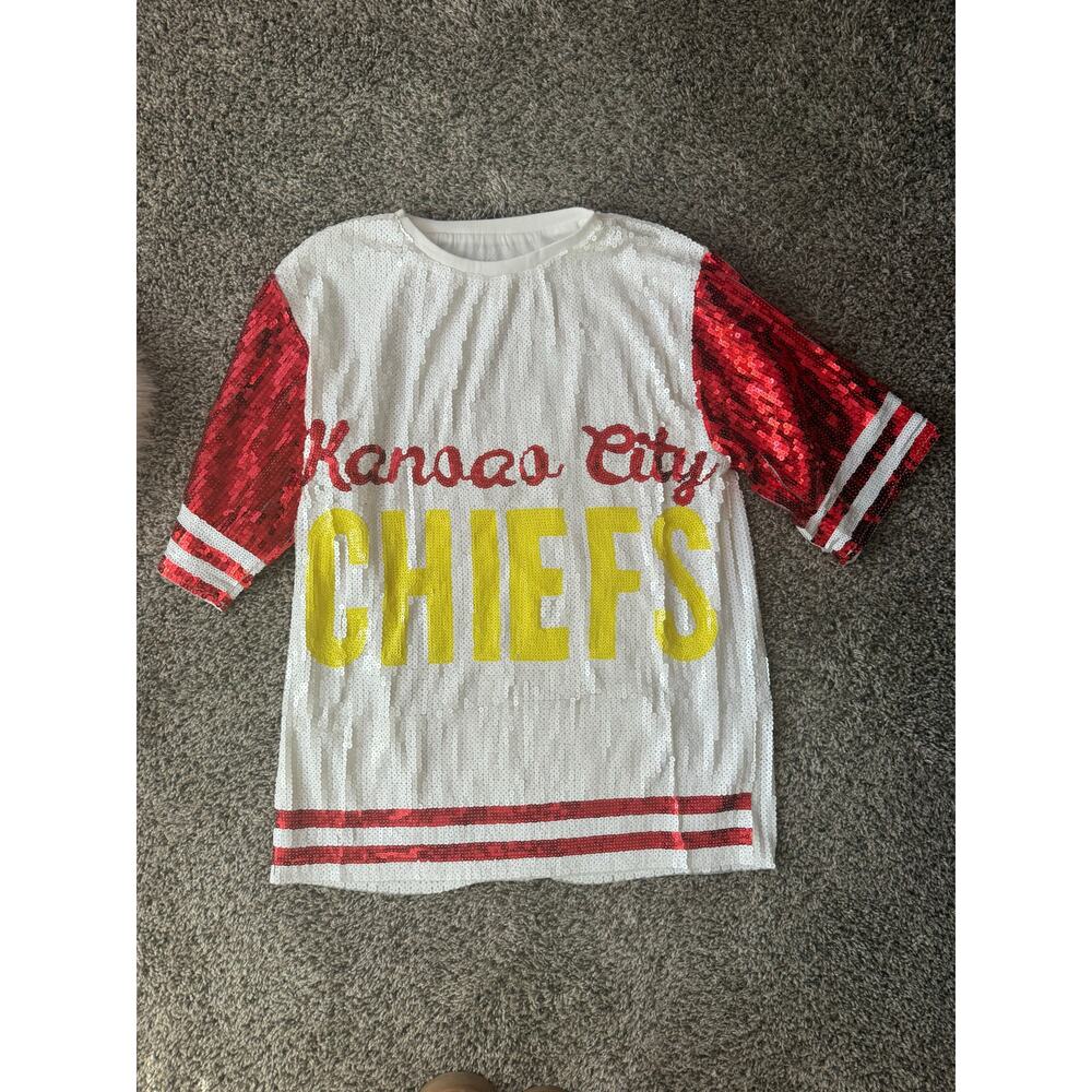 NWOT Kansas City Chiefs NFL Sequin T-Shirt Dress Size OS